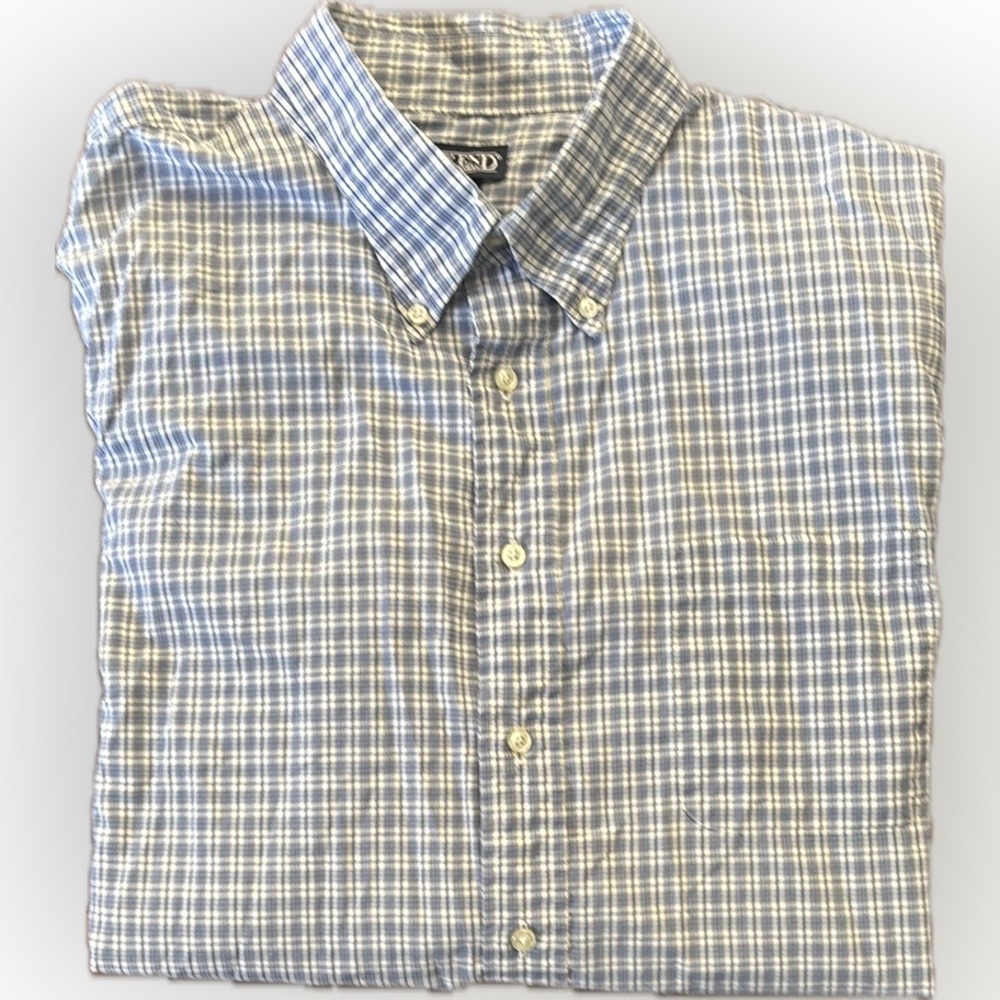 Lands' End | Blue and White Casual Button Down checkered Shirt